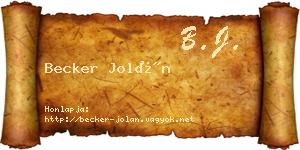 Becker Jolán névjegykártya